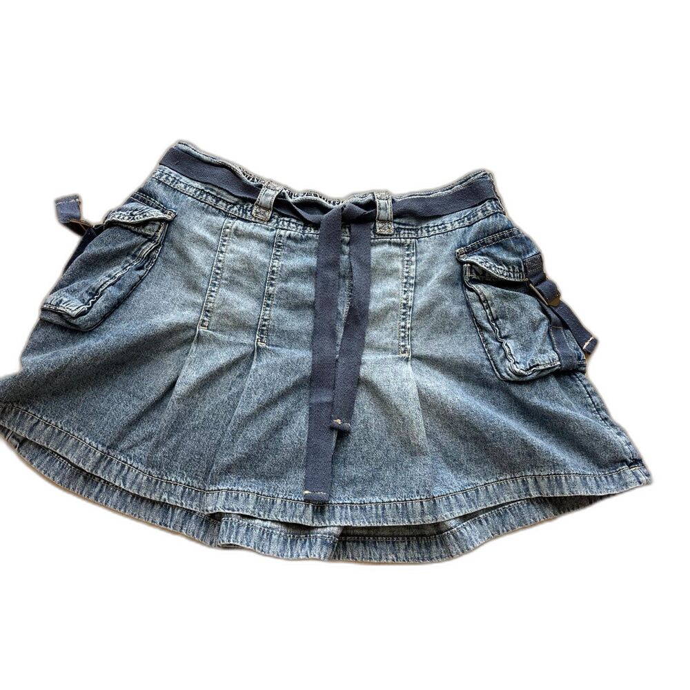 Justice Jean Skort Shorts Denim Side Pockets Elastic Y2K 2001 Vtg